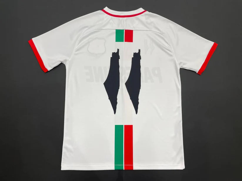 Classic Palestine White Centre Striped (Red/Green) Soccer Jersey