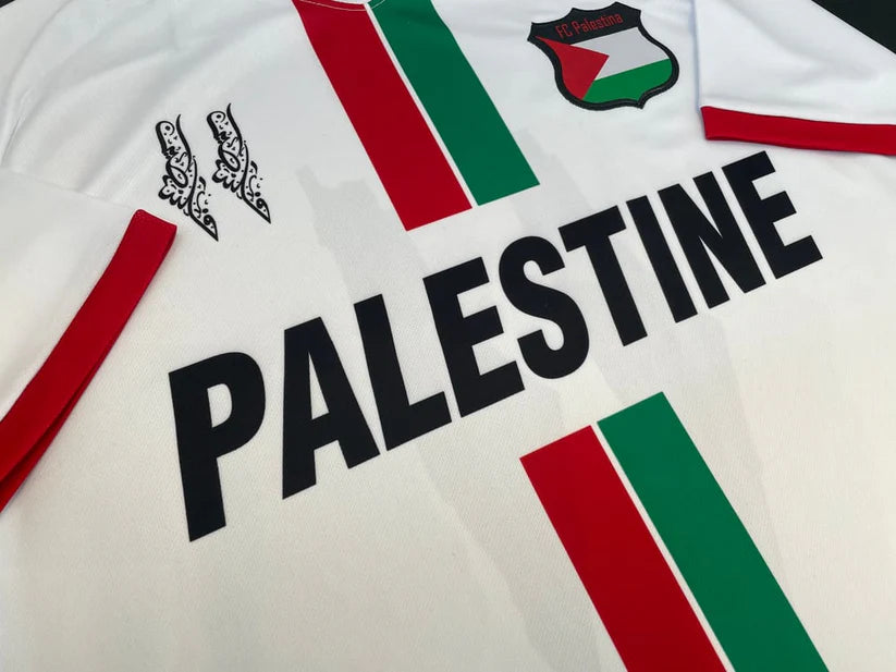 Classic Palestine White Centre Striped (Red/Green) Soccer Jersey