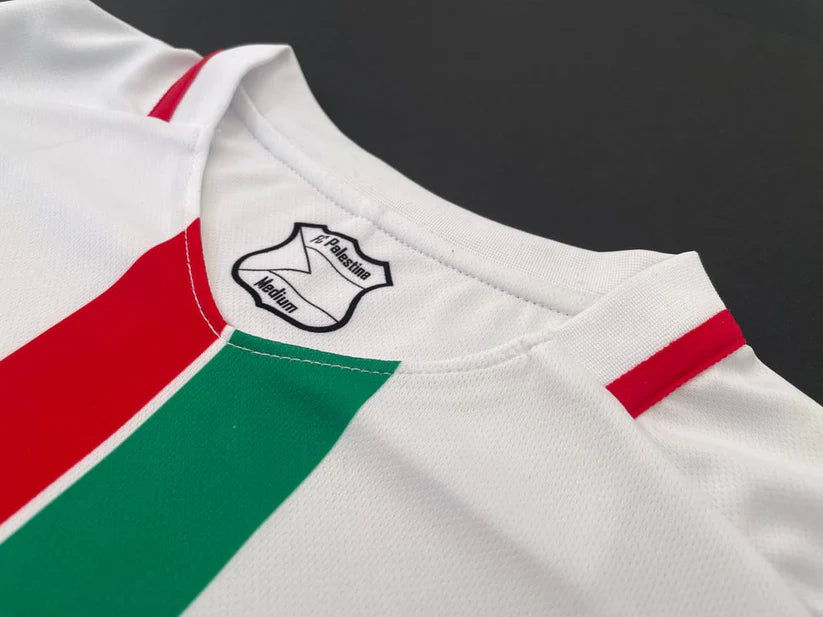 Classic Palestine White Centre Striped (Red/Green) Soccer Jersey